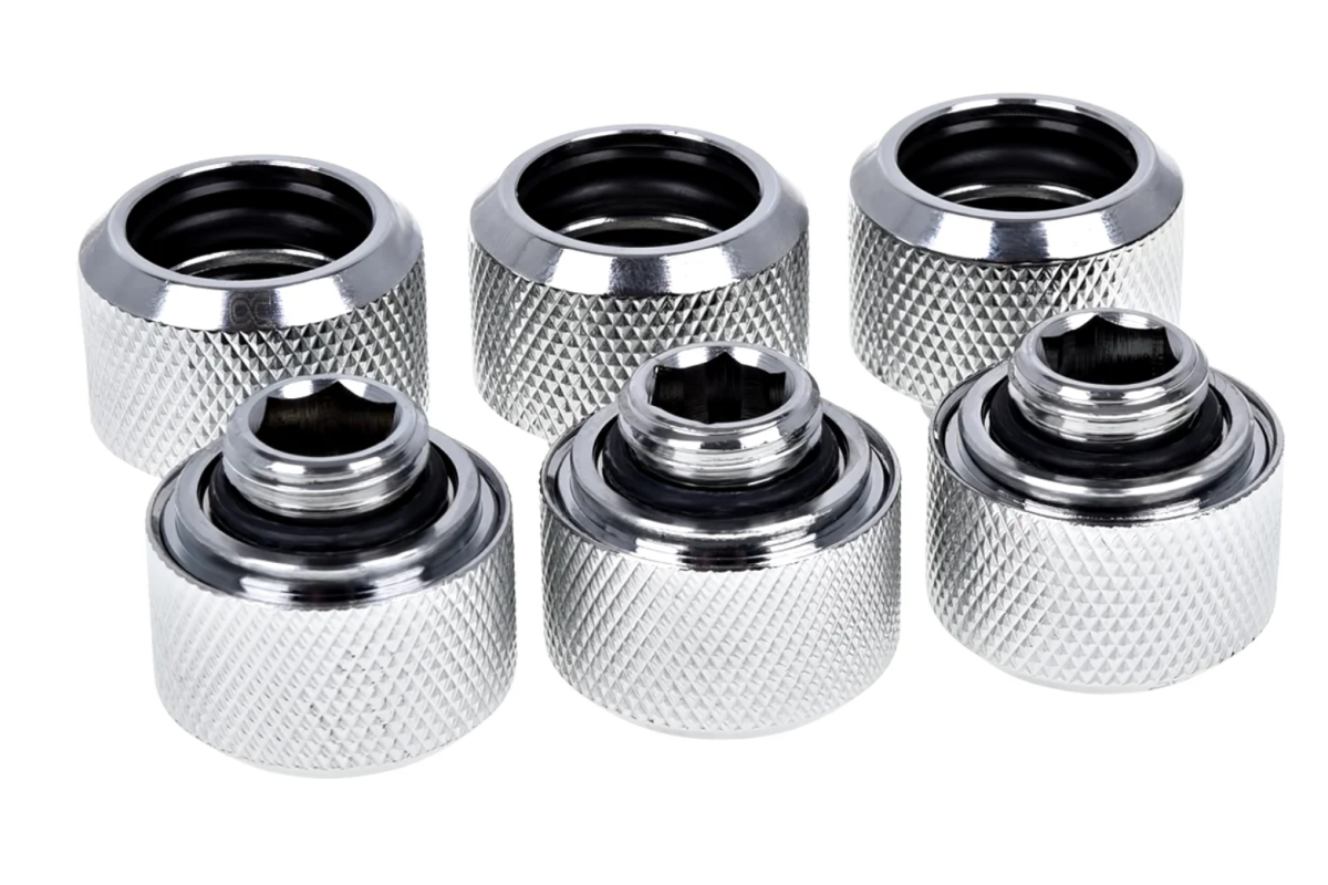 Alphacool 16mm Hard Tube screw-on nozzle G1/4 Chrome 6 adet