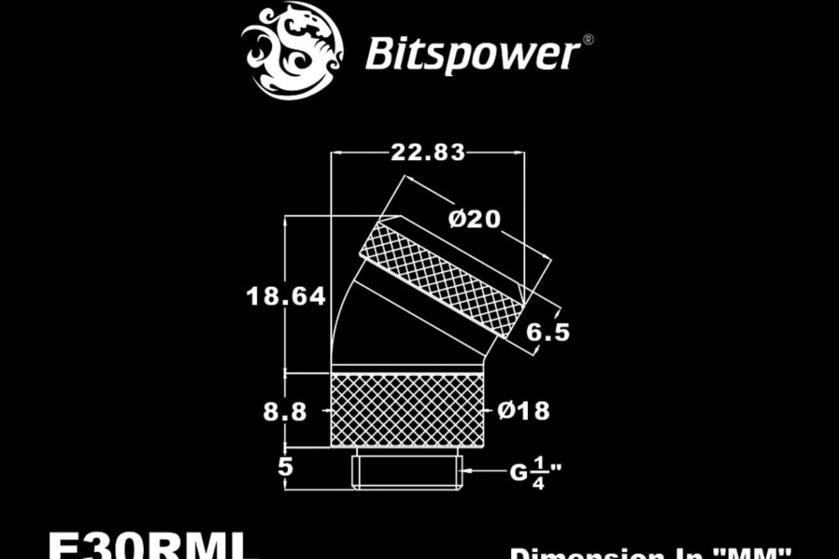Bitspower Beyaz Enhance Rotary G1/4 30 Degree Multi Link Adapter