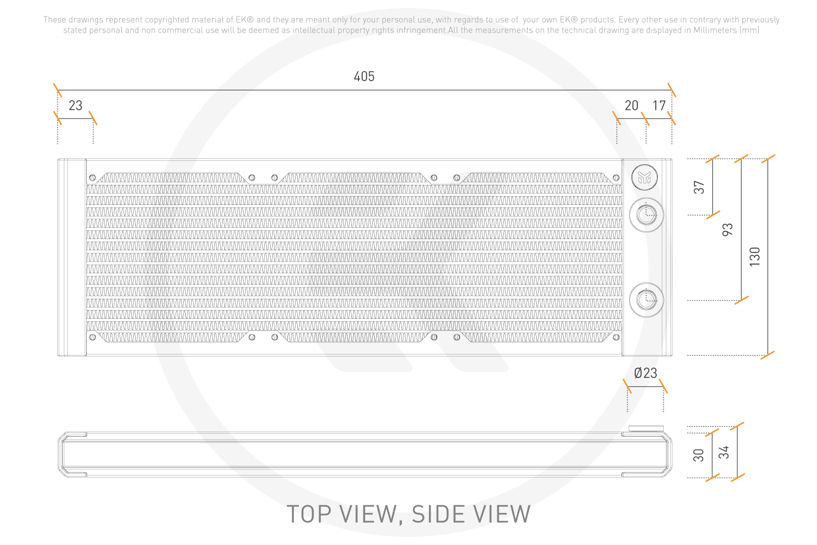 all-black thin 30mm pc watercooling radiator S360 EK-Quantum Surface