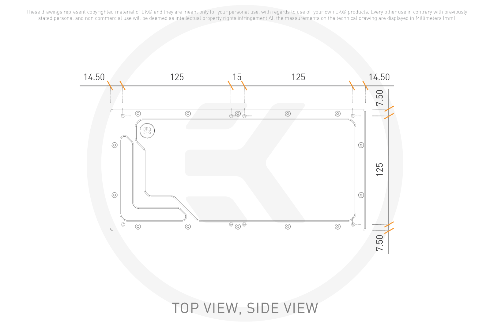 EK universal distro plate for 140mm fan mount custom loop watercooling